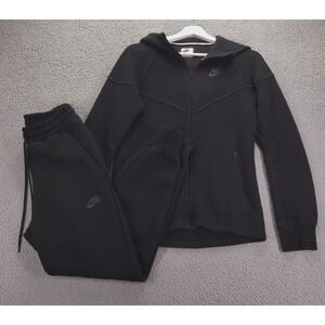 NIKE Sweatsuit Size XS Black Tech Fleece Full Zip Windrunner w/ Jogger Set